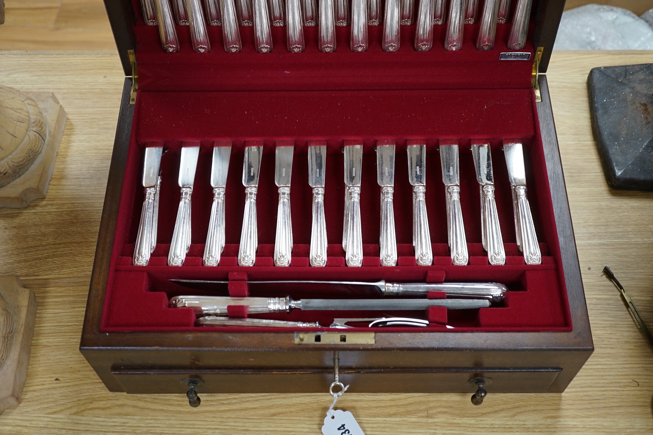 A canteen of plated cutlery with drawer, 50cm wide